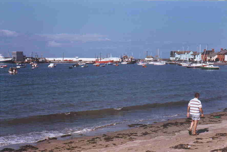Strolling on the north beach in August 2000
